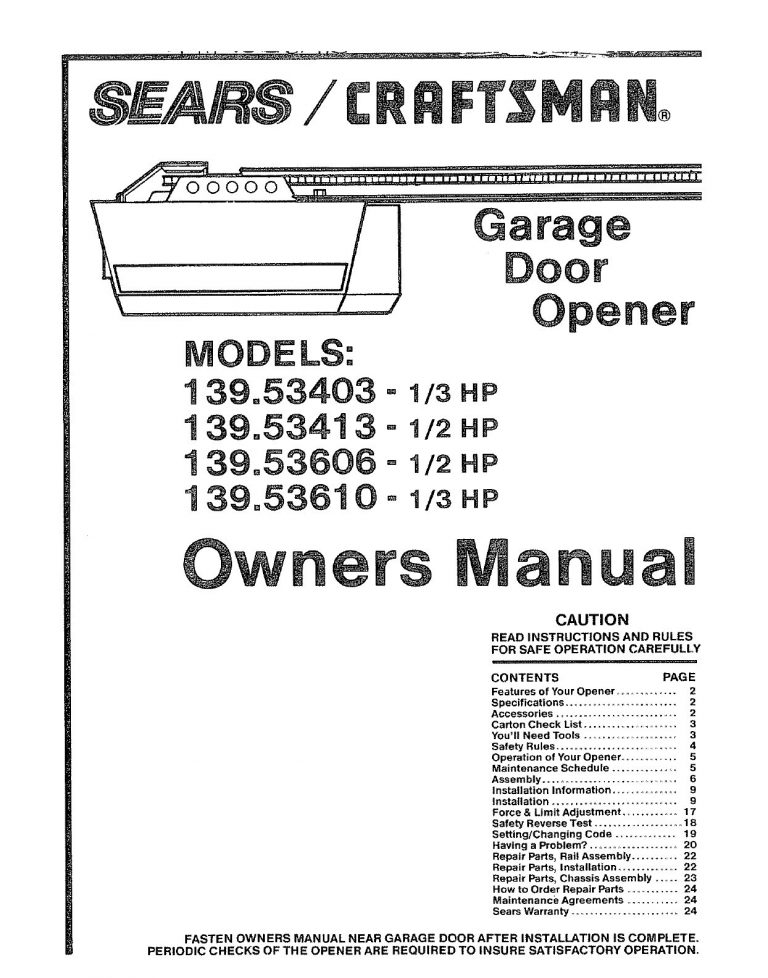 easy lift mk2 garage door motor manual