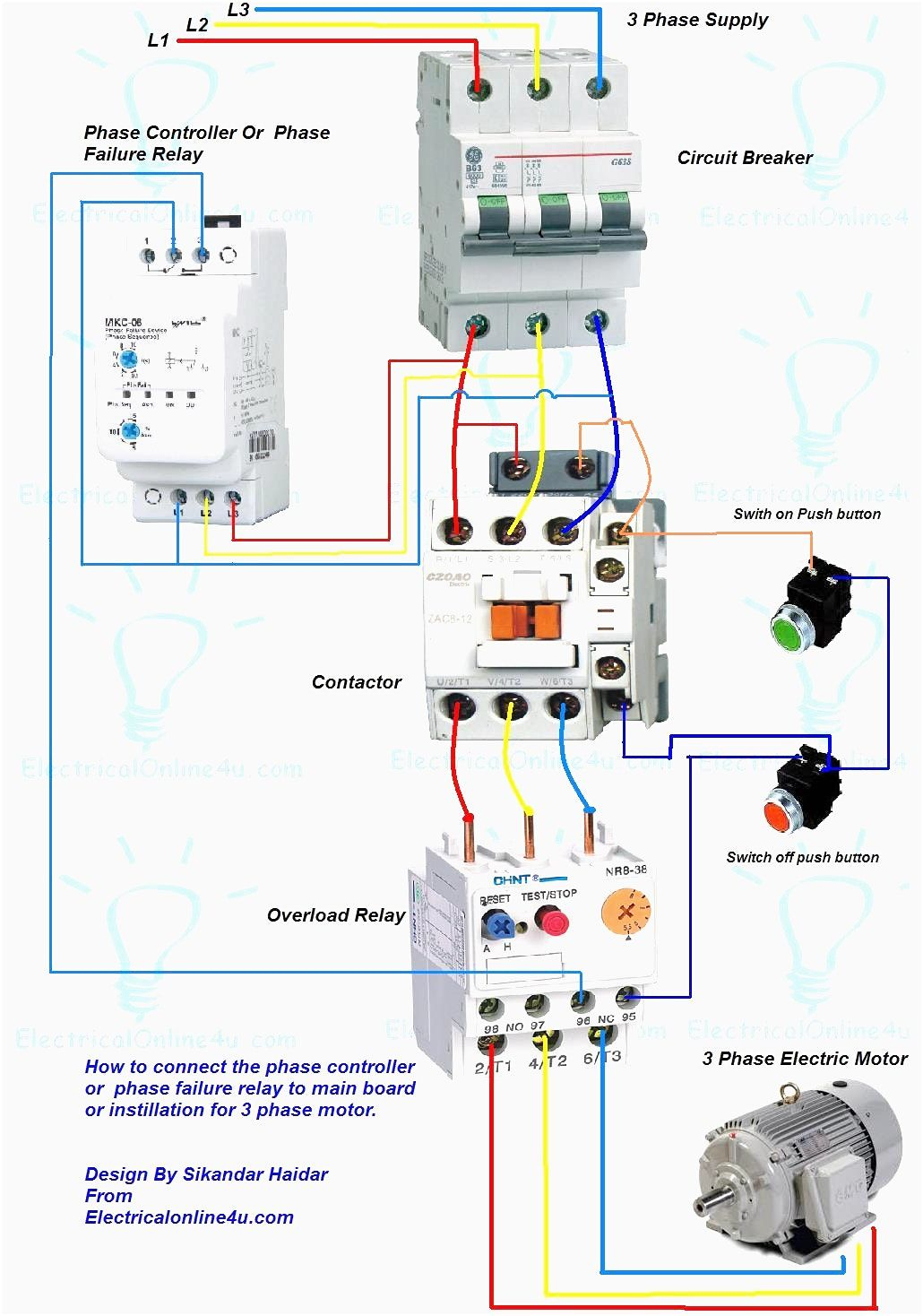 Wiring Diagram For Motor Starter 3 Phase Controller Failure Relay - 3 Phase Motors Wiring Diagram