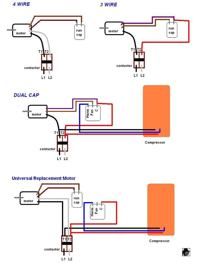 Wiring For Ac Condenser Fan Motor And Capacitor | Manual E-Books - 4 Wire Motor Wiring Diagram