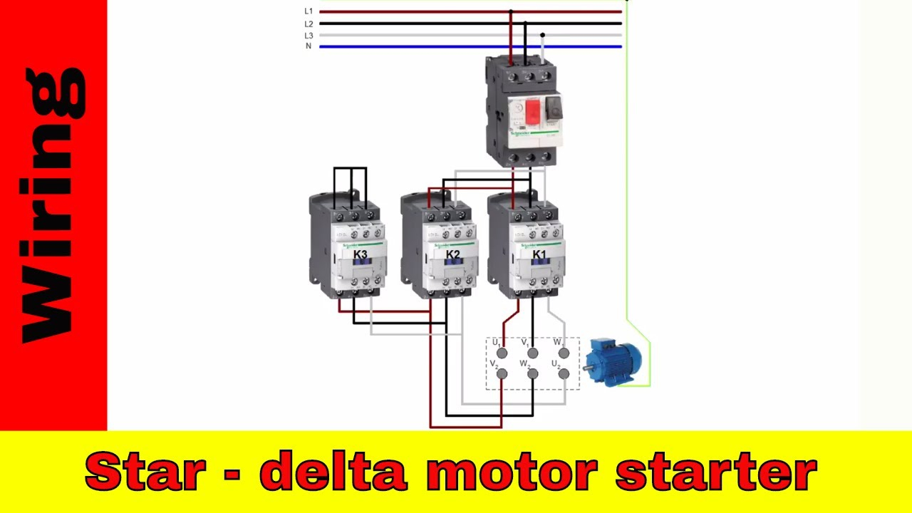 Wiring Star-Delta Motor Starter. Power And Control Circuit. - Youtube - Motor Starter Wiring Diagram